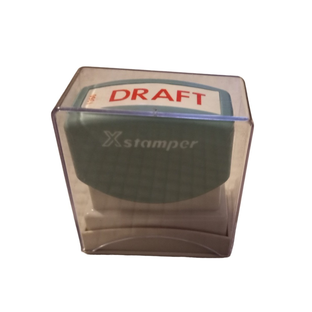 Vintage DRAFT Stamper RED Self Inking Business Office Desk Stamp 2" XStamper